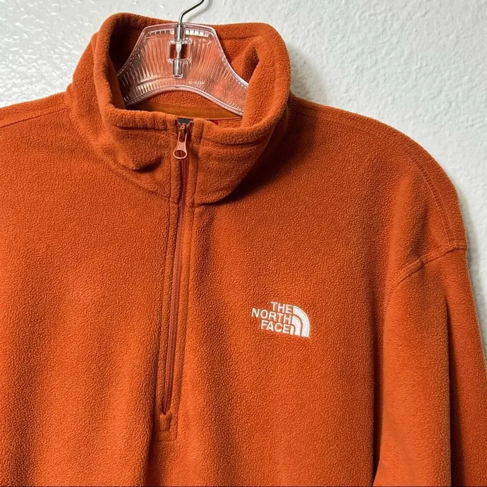 THE NORTH FACE TEXTURED FLEECE CAP ROCK ZIP PULLOVER MEN SIZE MEDIUM BURNT OCHRE
